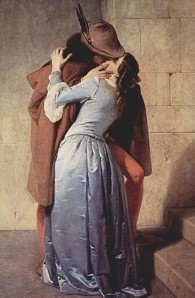1859's "The Kiss" by Francesco Hayez. Image via Wikimedia Commons. 