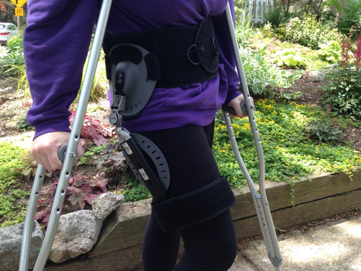 My triumphal return from PT, two weeks post-op. 